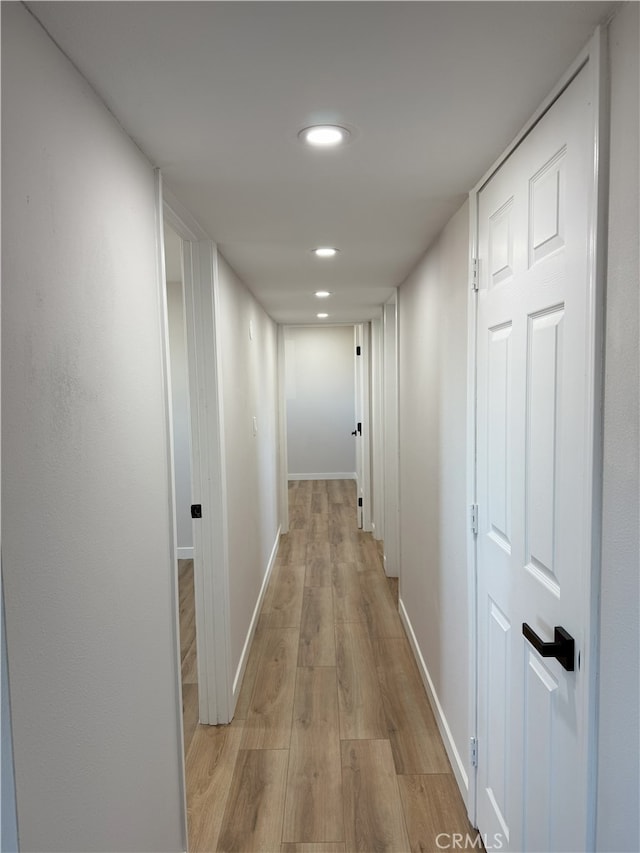 420 N Yorktown St, Ridgecrest, CA 93555 - corridor with light wood-style floors, baseboards, and recessed lighting