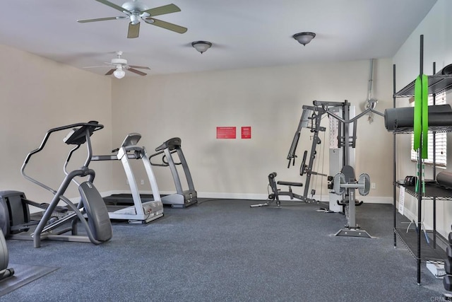 workout area with baseboards