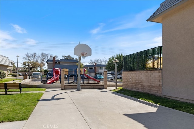 community play area with fence