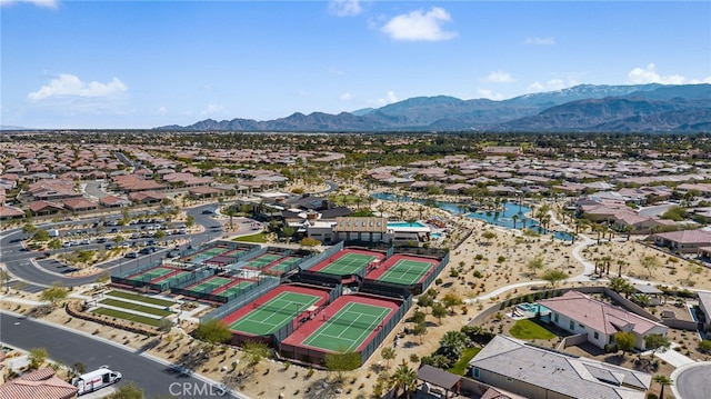 bird's eye view with a mountain view and a residential view