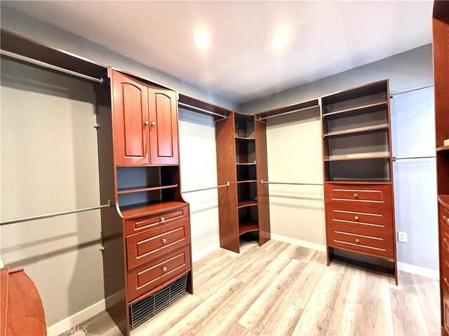 spacious closet with light wood-style floors