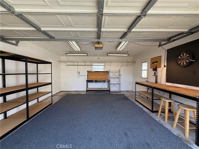 garage with a garage door opener