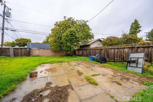 view of yard with a patio and a fenced backyard