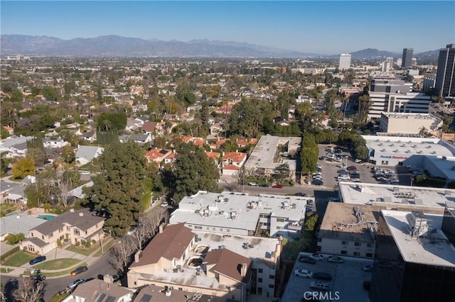 drone / aerial view featuring a mountain view