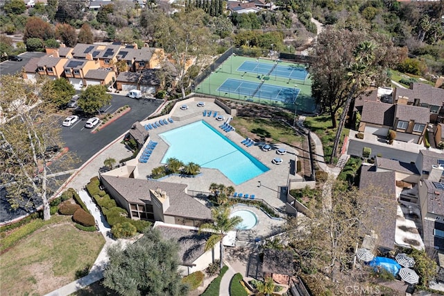 aerial view with a residential view