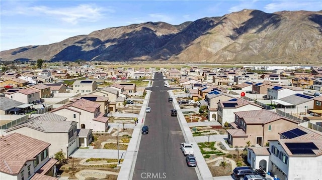 aerial view with a residential view and a mountain view