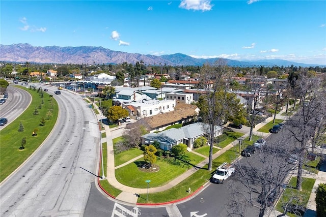 aerial view featuring a residential view and a mountain view