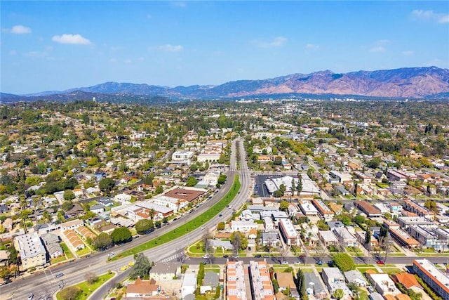 drone / aerial view with a residential view and a mountain view