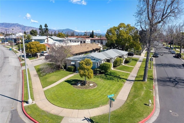 aerial view with a residential view and a mountain view