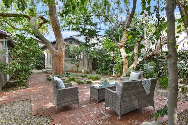 view of patio with an outdoor living space