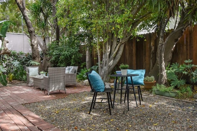 view of patio featuring a fenced backyard