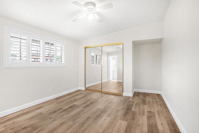1331 Louden Ln, Imperial Beach, CA 91932 - unfurnished bedroom featuring wood finished floors, a closet, and a ceiling fan