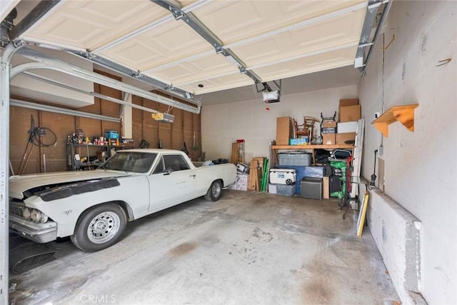 garage with a garage door opener