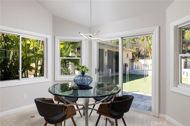 sunroom / solarium with vaulted ceiling