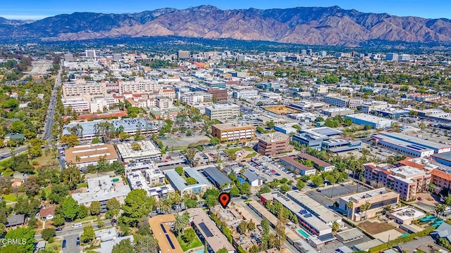 drone / aerial view featuring a mountain view