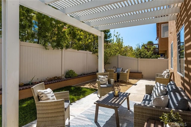 view of patio / terrace with outdoor dining space and a fenced backyard