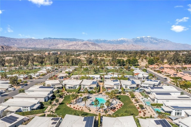 aerial view with a residential view and a mountain view