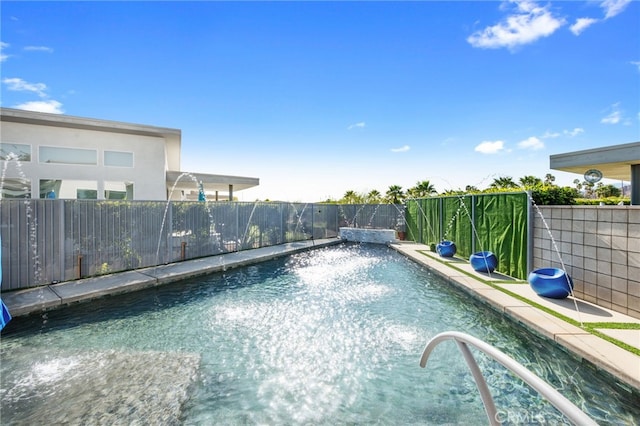 view of pool with fence and a fenced in pool