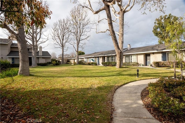 view of community featuring a residential view and a lawn