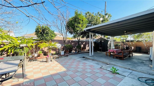 view of patio with a fenced backyard