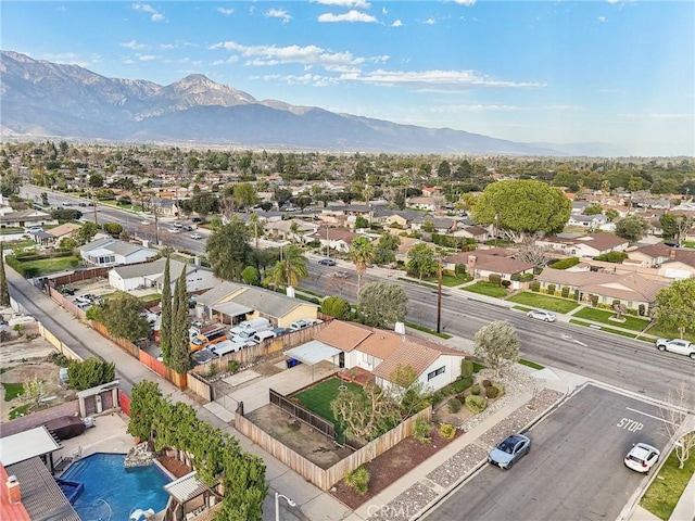 aerial view featuring a residential view and a mountain view