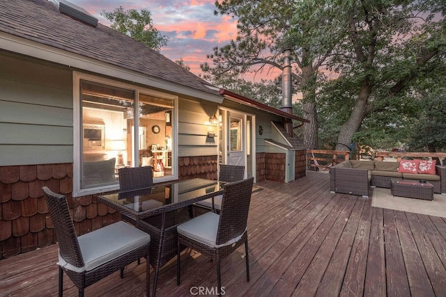 deck with an outdoor living space