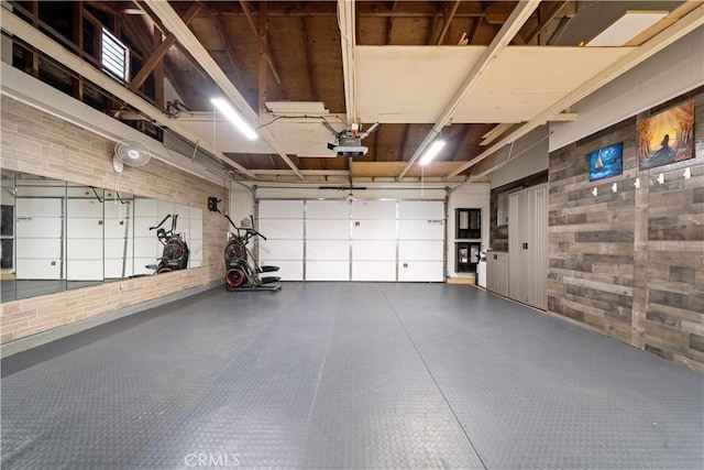 garage with a garage door opener