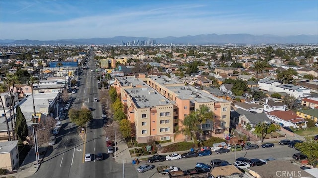 bird's eye view with a mountain view