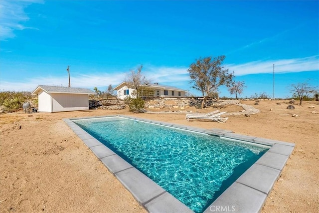 pool with an outdoor structure