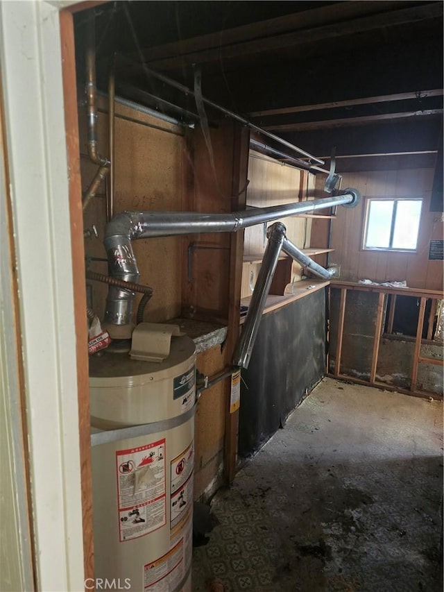 basement with gas water heater