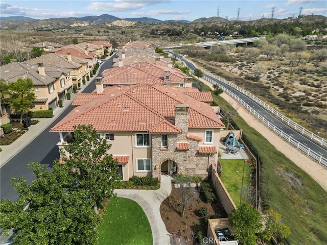 bird's eye view featuring a mountain view