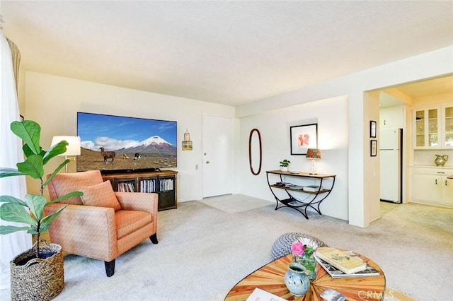 living room with light carpet