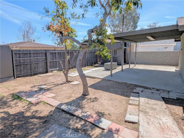 view of yard featuring a fenced backyard and a patio