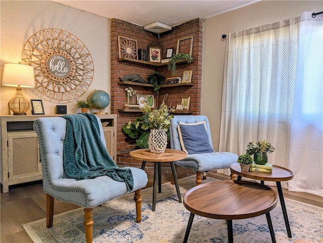 living area featuring wood finished floors