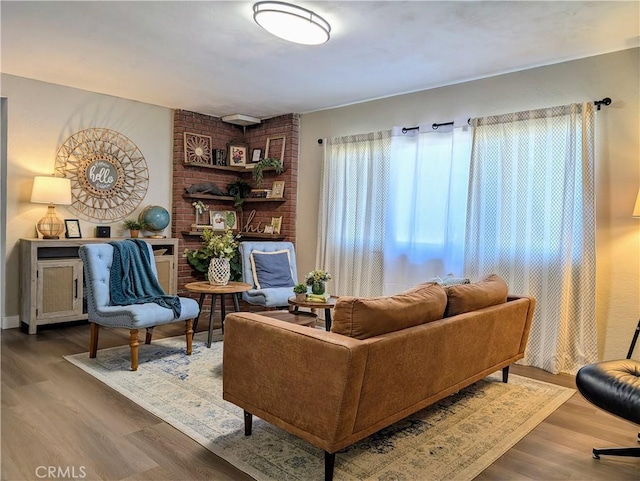 living area featuring wood finished floors