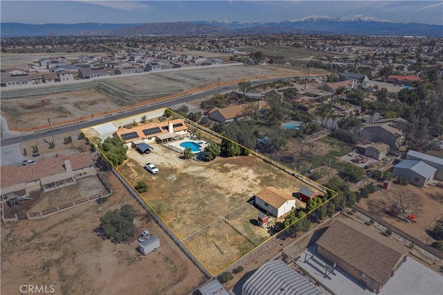 drone / aerial view with a mountain view