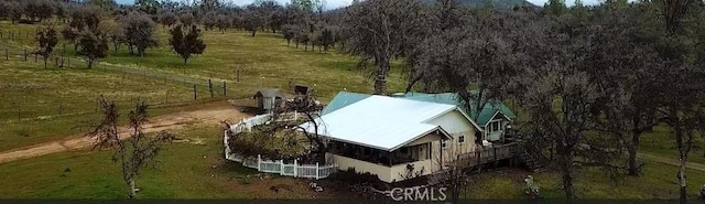 drone / aerial view with a rural view