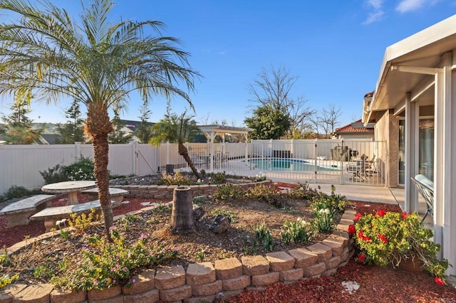 view of pool with a fenced in pool, a fenced backyard, and a patio