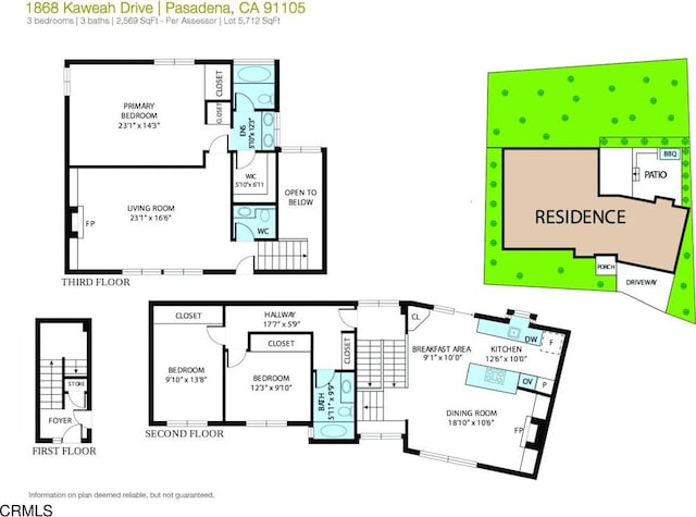 1868 Kaweah Dr, Pasadena, CA 91105 - property floor plan