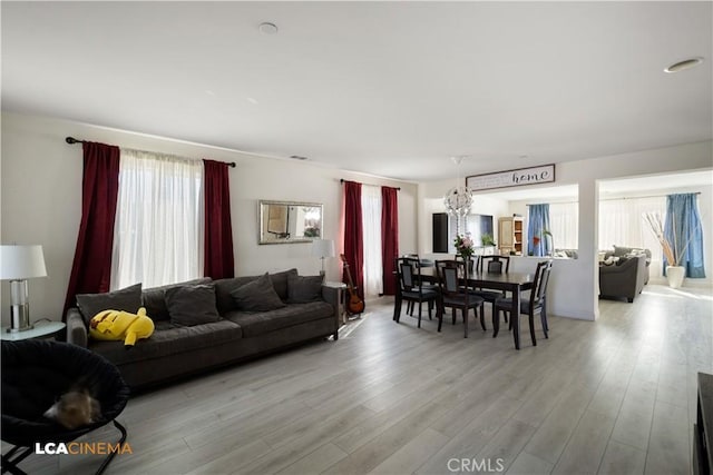 living room with wood finished floors