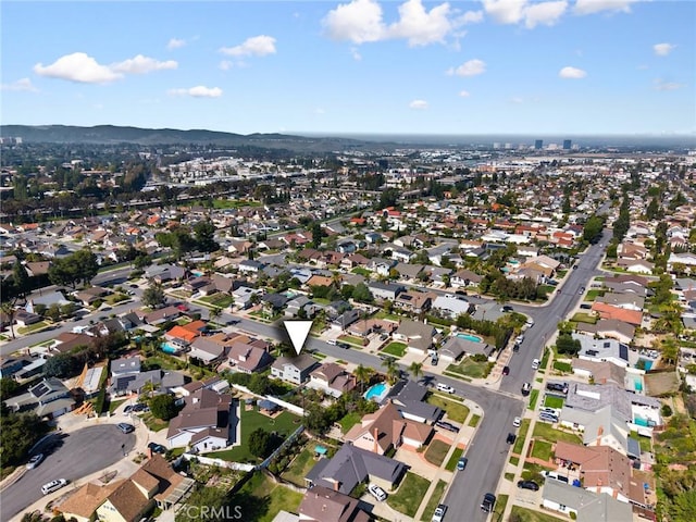 aerial view with a residential view