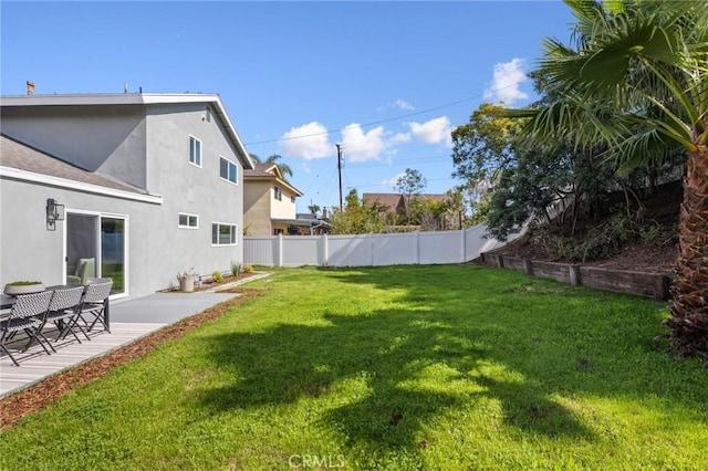 view of yard with a patio area and fence