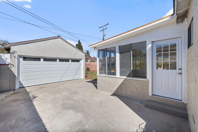 view of detached garage