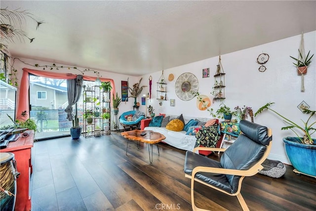 living area with wood finished floors