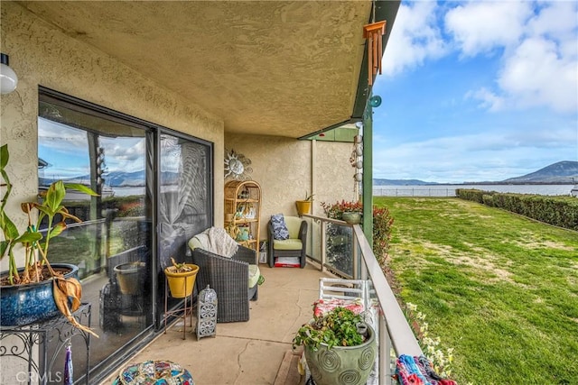 balcony with a mountain view