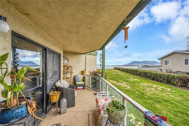 balcony with a mountain view