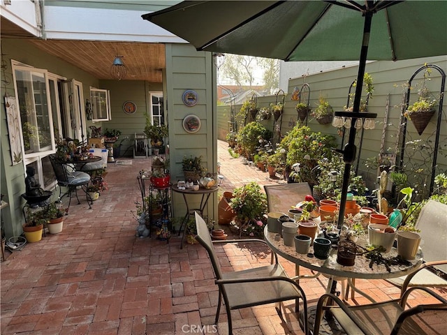 view of patio with outdoor dining area