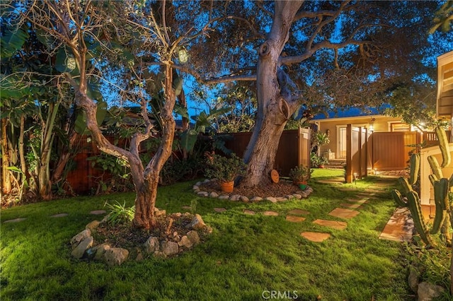 view of yard featuring fence