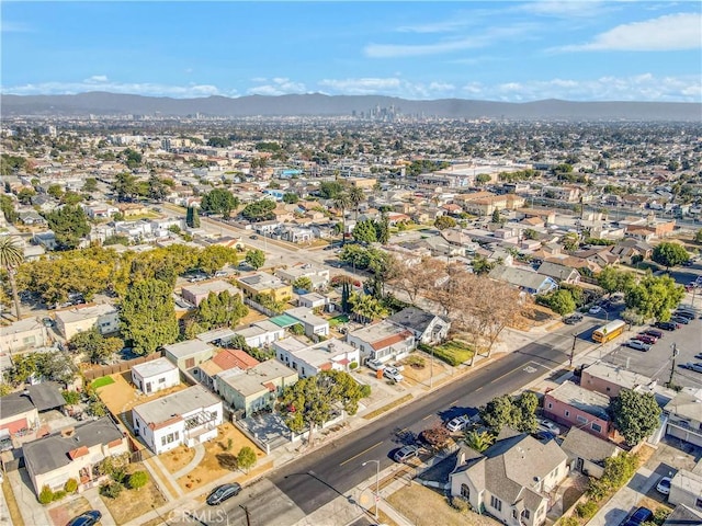 aerial view featuring a residential view and a mountain view