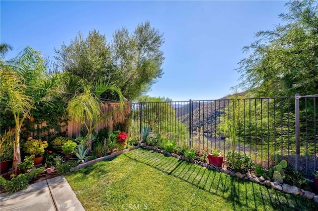view of yard featuring a fenced backyard